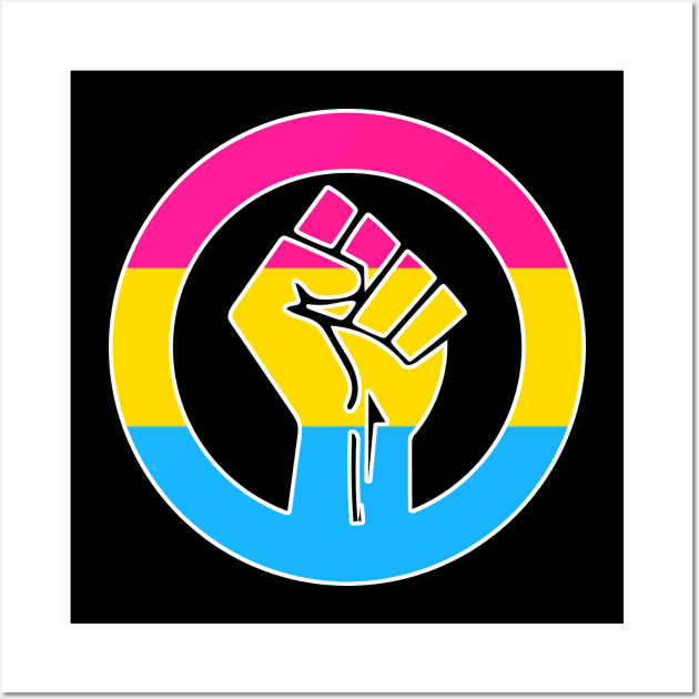 Black Lives Matter Fist Circled LGBTQ Flag Pansexual Wall Art by aaallsmiles